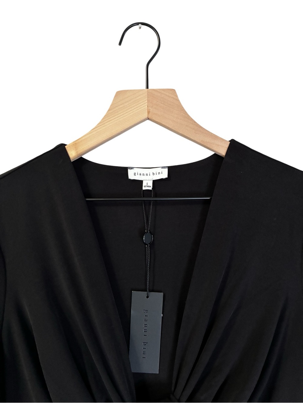 Women’s Gianni bini Black Long-Sleeve Tie-Front Dress - Picture 4 of 8